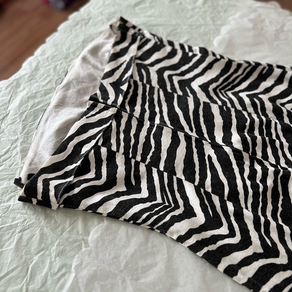 EUC VTG 90s L zebra stripe strapless dresss cotton/lycra side slits - Picture 4 of 16